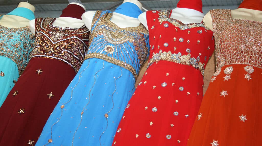 Traditional saris and fabric for sale in Little India Singapore. 