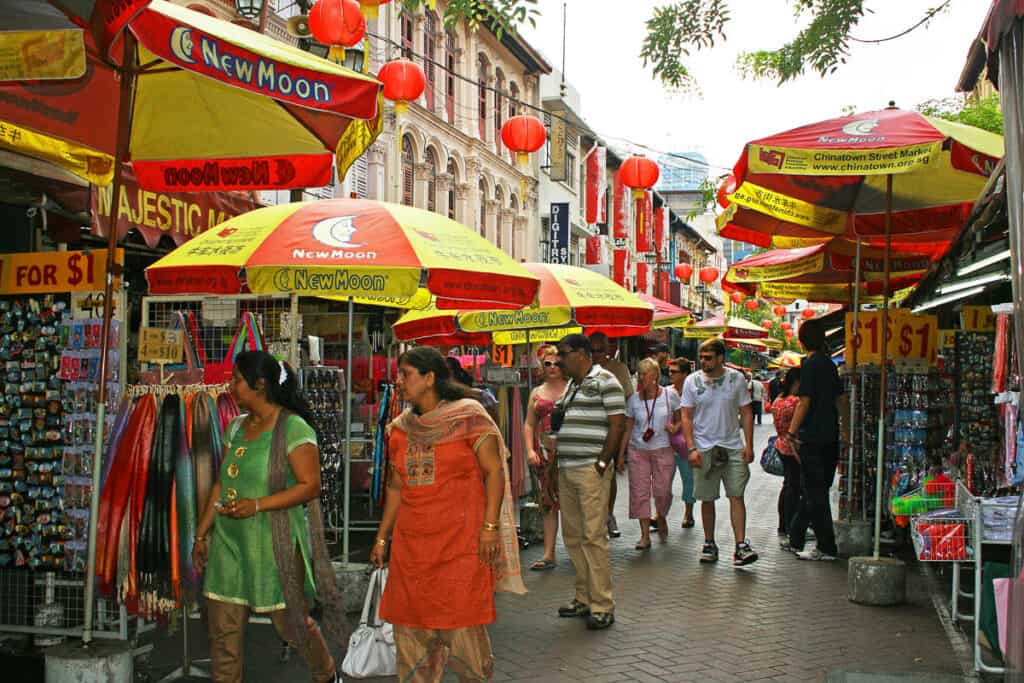 Chinatown Singapore street market on Pagoda Street. 