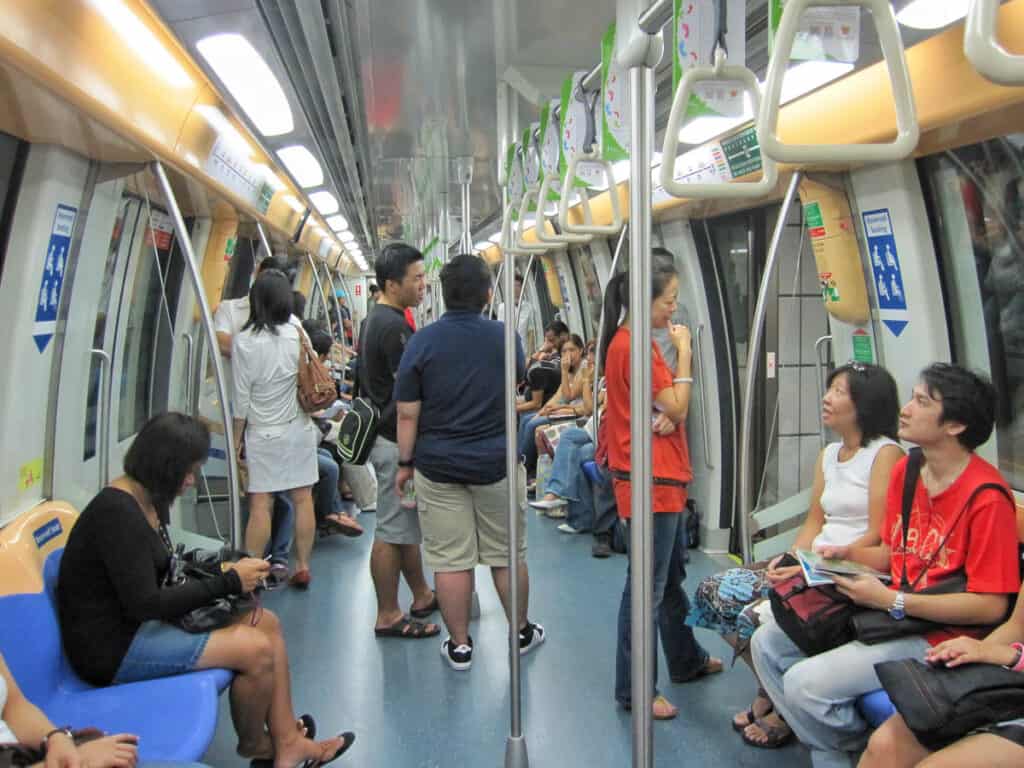 Inside the Singapore MRT.