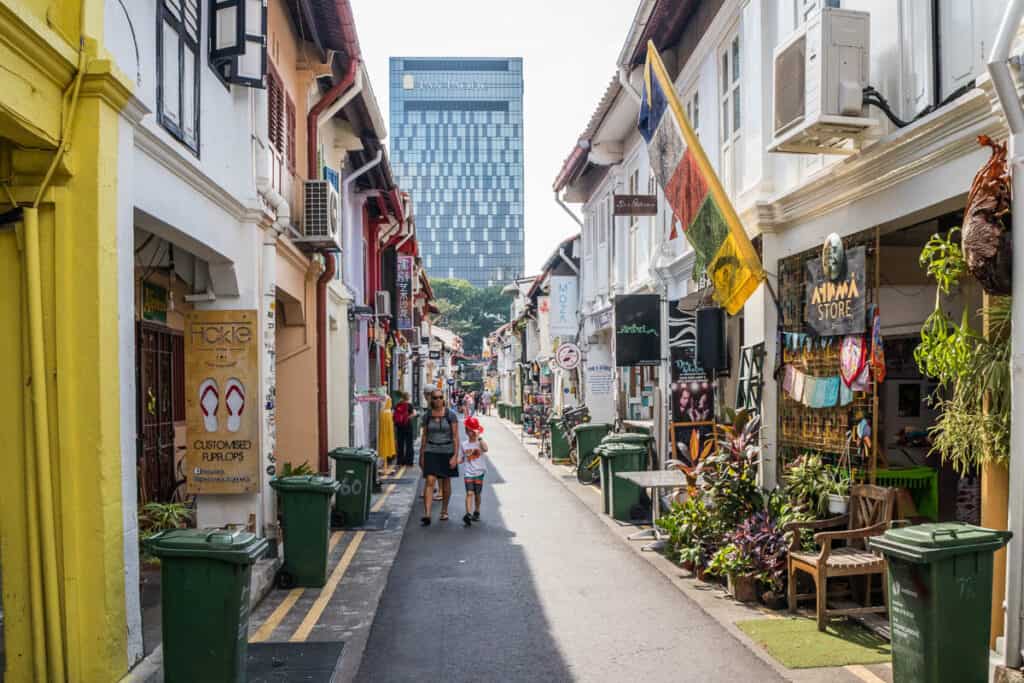 Tourists walking in Haji Lane Singapore.