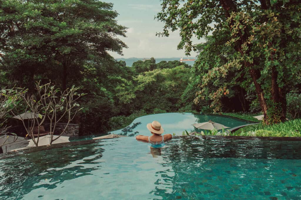 Swimming pool at Capella Singapore.