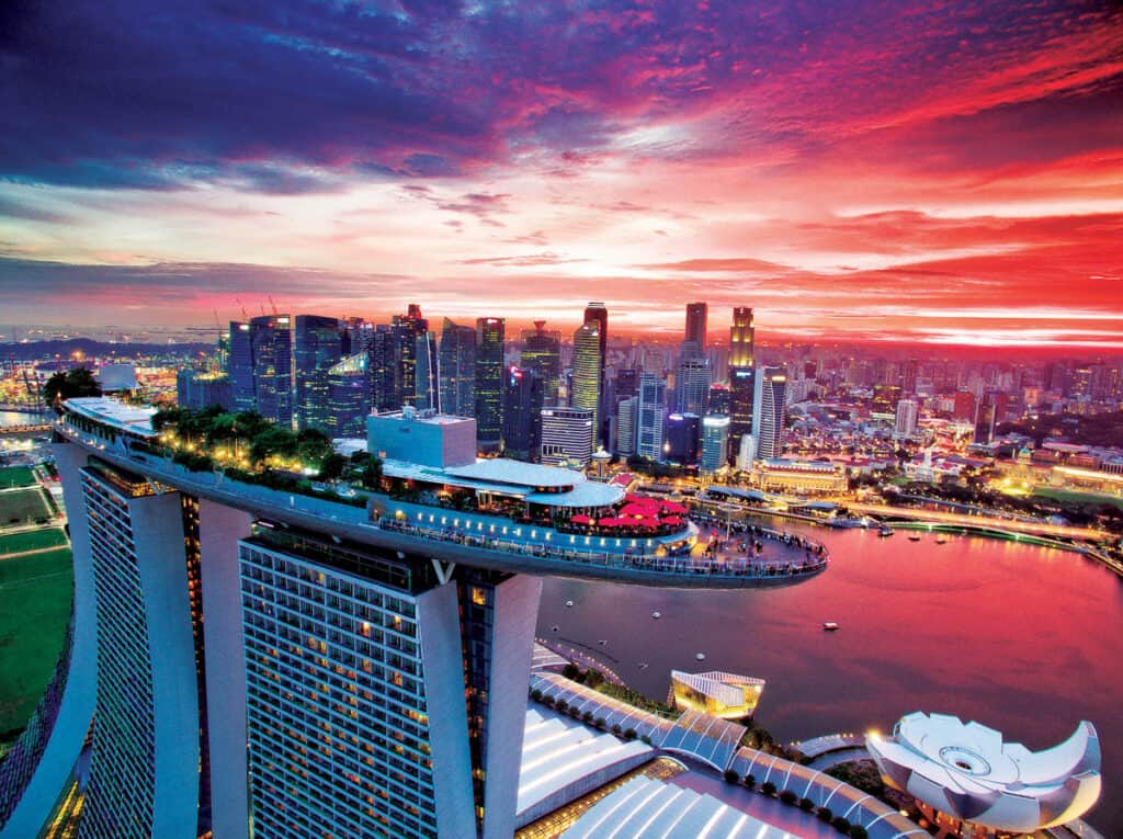 Aerial view of Ce La Vi on top of Marina Bay Sands.