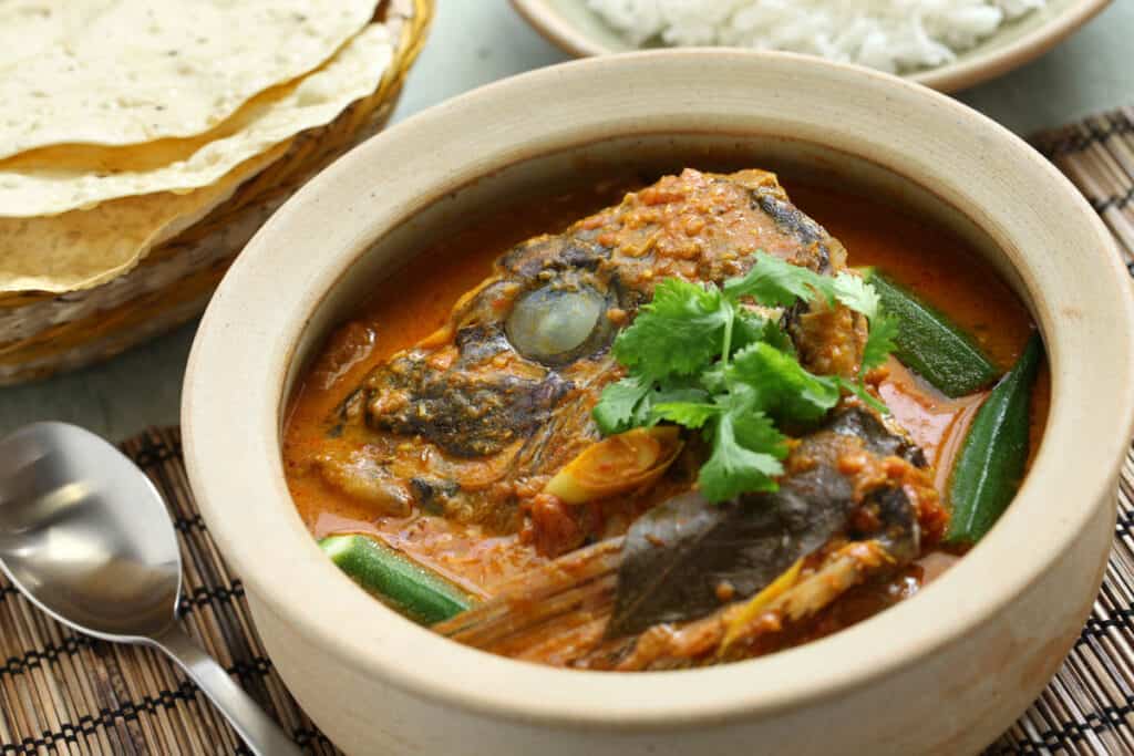 Bowl of fish head curry. 