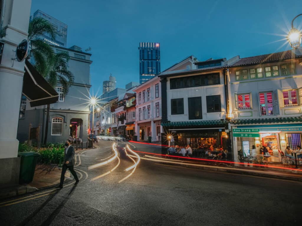 Ann Siang Hill Singapore at nighttime.