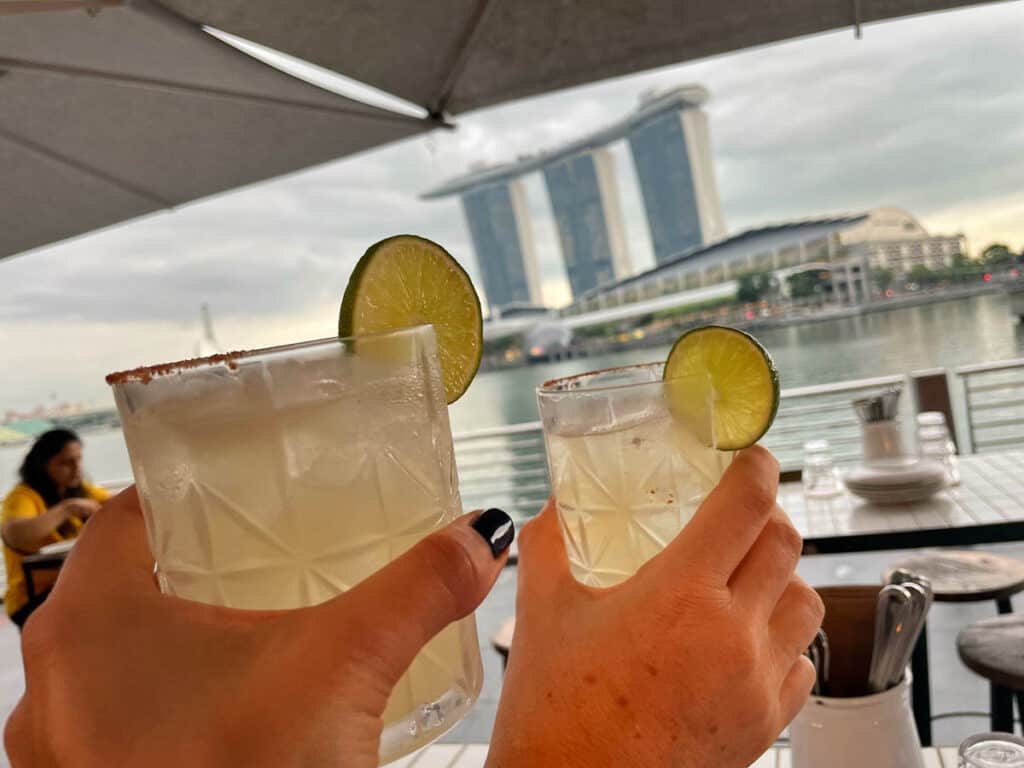 Margaritas with a view at Super Loco Customs House.