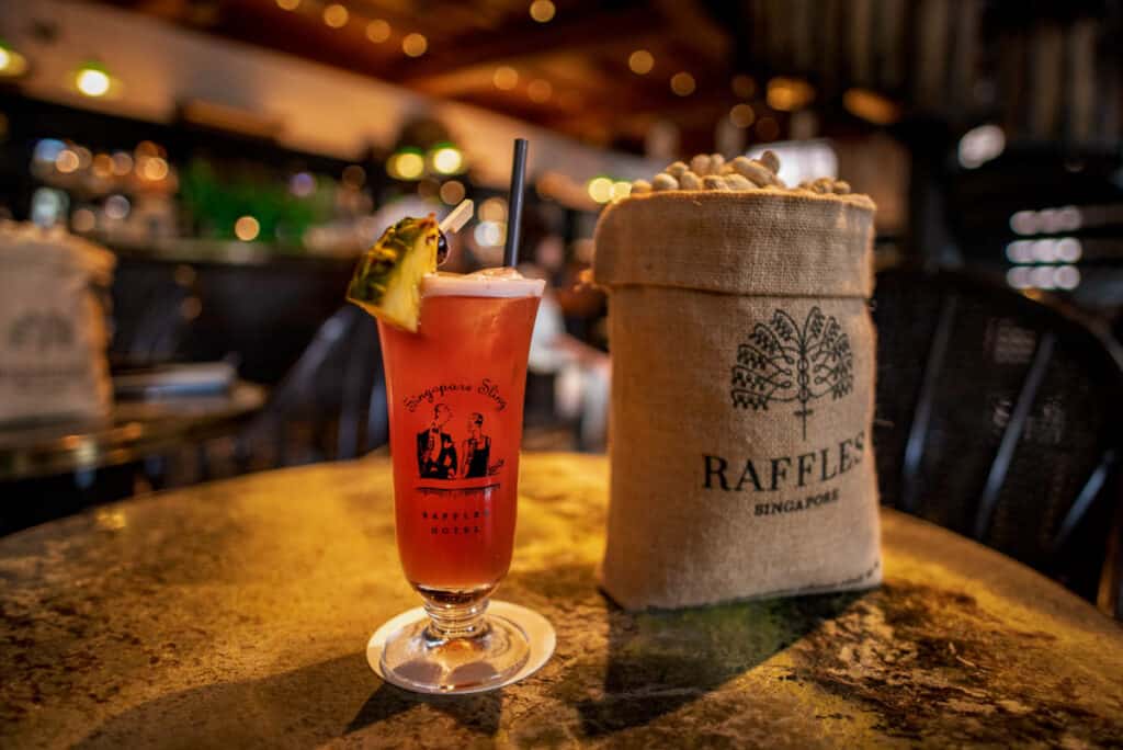Singapore Sling at the Long Bar in Raffles Hotel. 