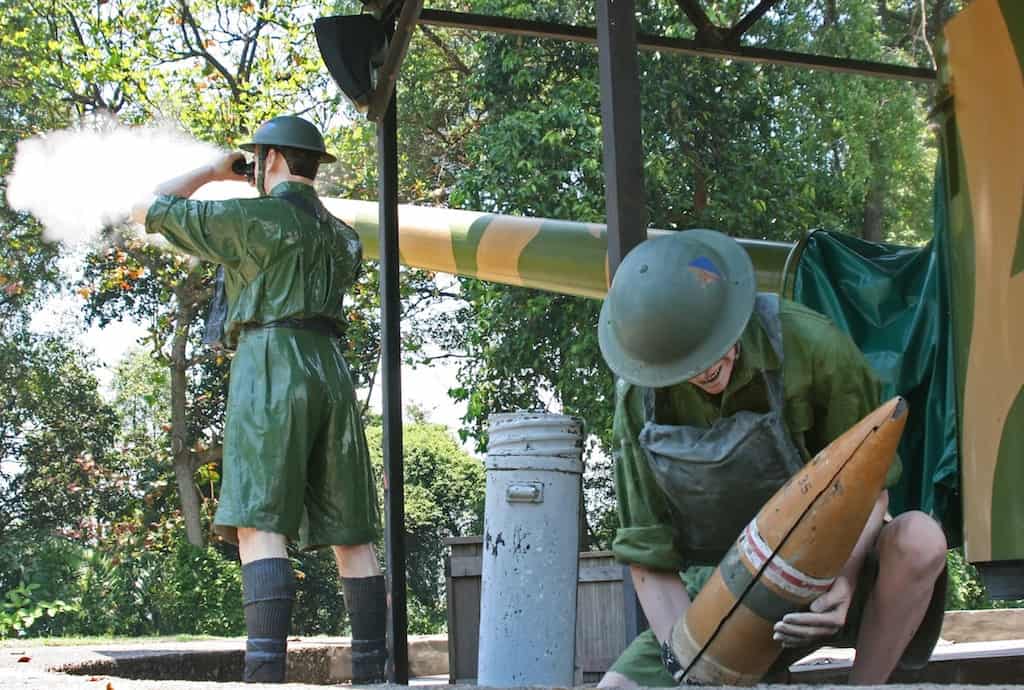 Wax work models depicting World War II soldiers at Fort Siloso Singapore.