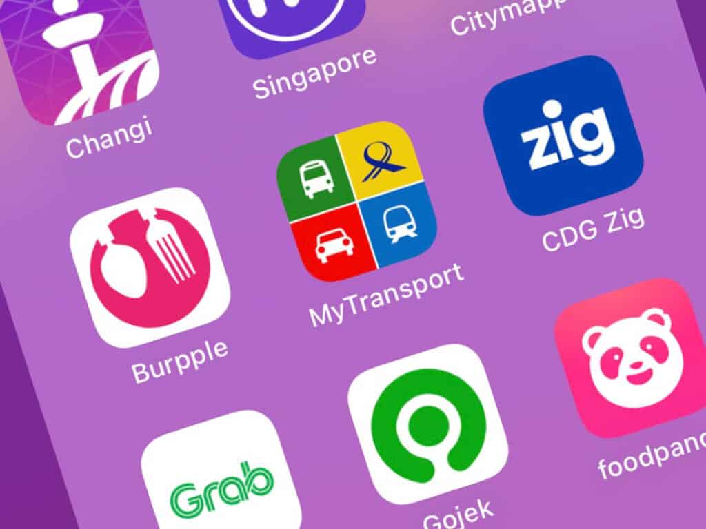 Screenshot of smartphone showing Singapore apps.