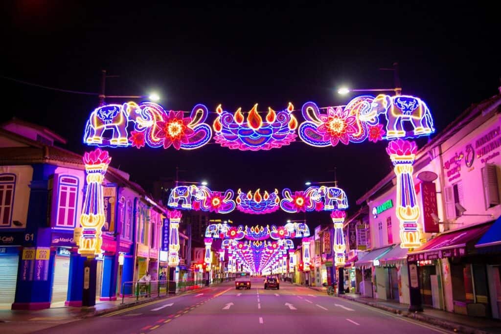 Deepavali light up in Little India Singapore. 