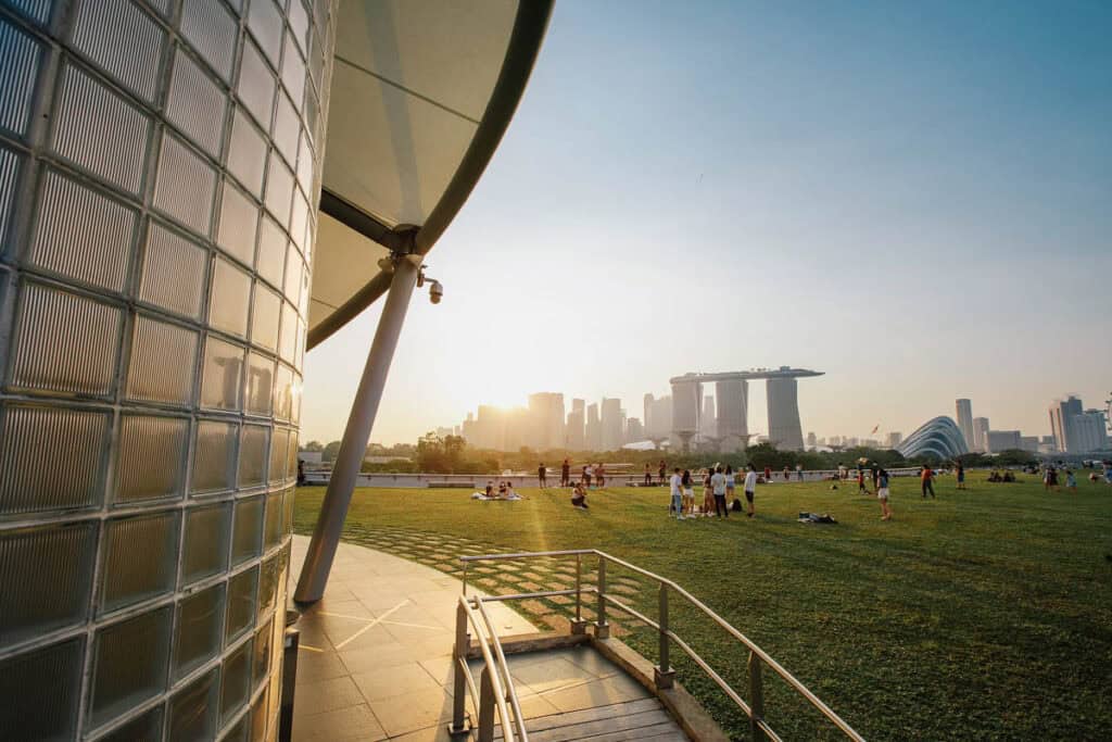 Marina Barrage at sunset.