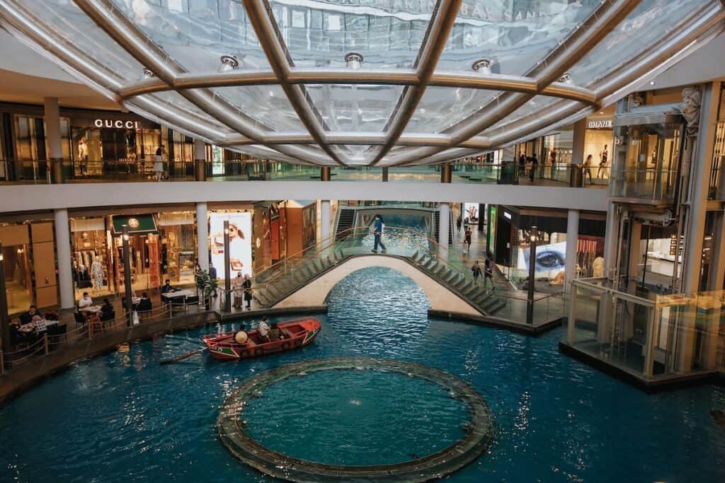 Canal rides in the Shoppes at Marina Bay Sands.