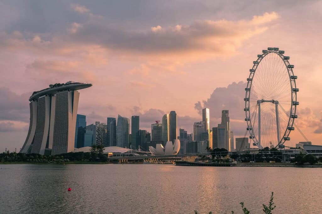 Singapore Flyer at sunset.