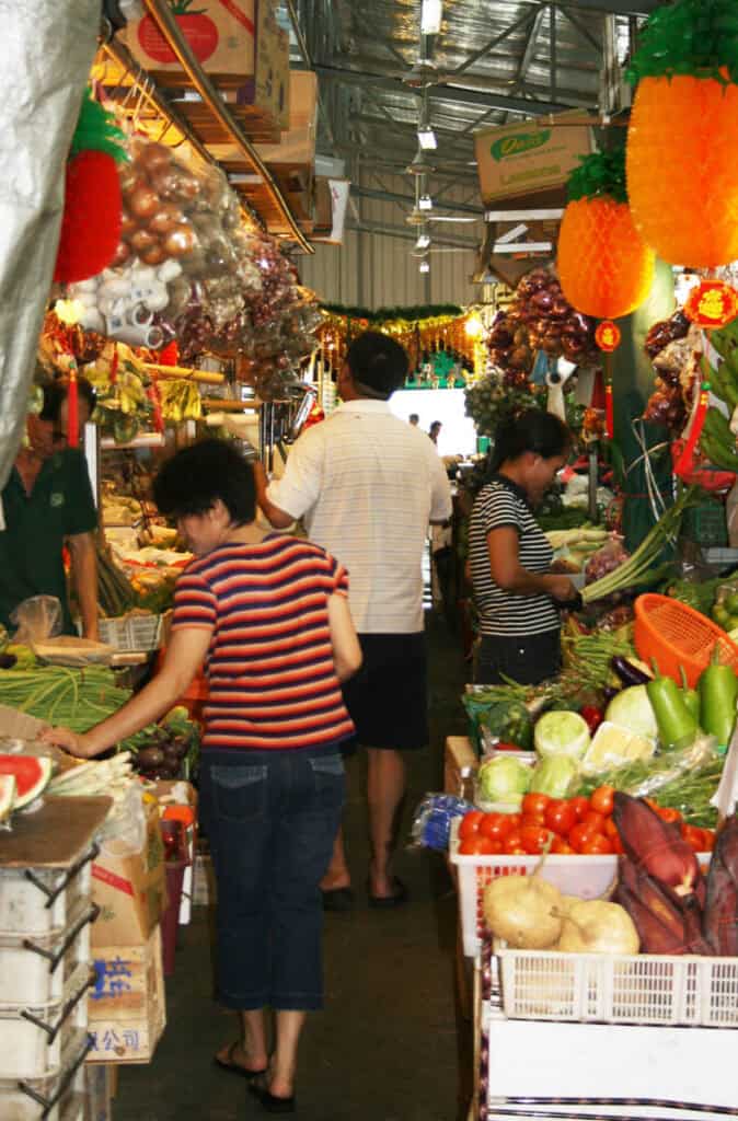 Alleyway in a Singapore wet market.
