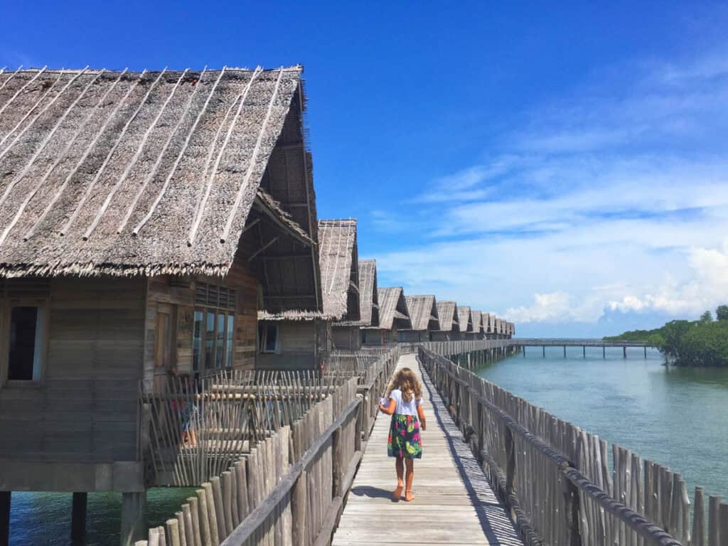 Overwater villas at Telunas Private Island. 