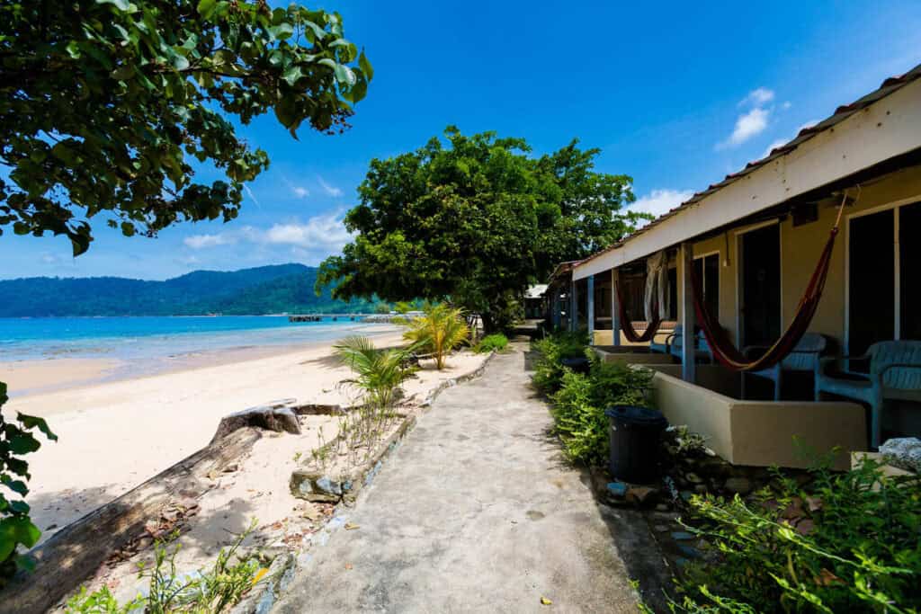 Beachfront accommodation in Tioman Island. 